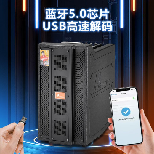 Danmashi Multifunktional Outdoor Professional singen Karaoke High-Power Trolley Audio Bluetooth Sound Card Tragbare Dual Bass Live Broadcast Square Dance Lautsprecher mit drahtlosen Dual-Mikrofon H-9926