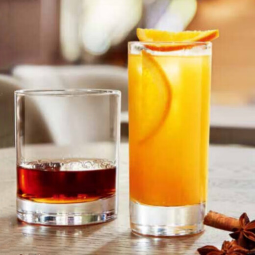 玻璃杯透明八角直身杯四方酒杯圆水杯子牛奶果汁早餐杯 1只 八角E5875(装)破损