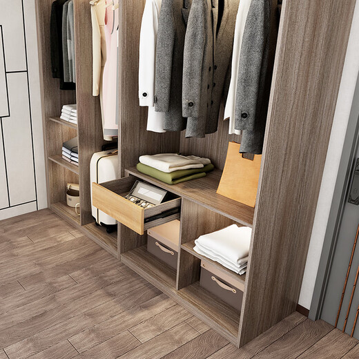 Sophia Wardrobe New Chinese Style Furniture Retro Overall Large Wardrobe Storage Cabinet Master Bedroom Wardrobe Combination Whole House Customized Wardrobe Customized Gold