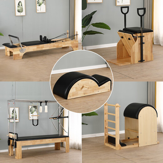 LEUY Pilates core bed foldable fitness equipment home large equipment five-piece set Cadillac Zen soft yoga bed imported rubber wood - core bed professional model