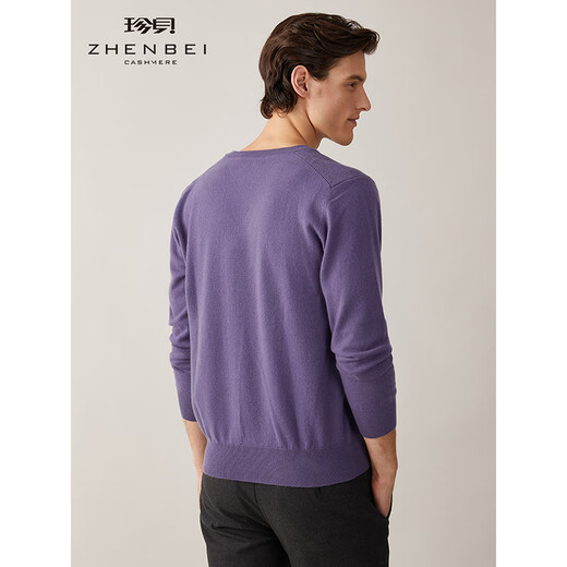 Zhenbei [Maschinengewässerer Kaschmirpullover] V-Ausschnitt mit langärmeligen Pure Cashmere Herbst und Winter warmer gestrickter Pullover 841 Light Amethyst M (110)