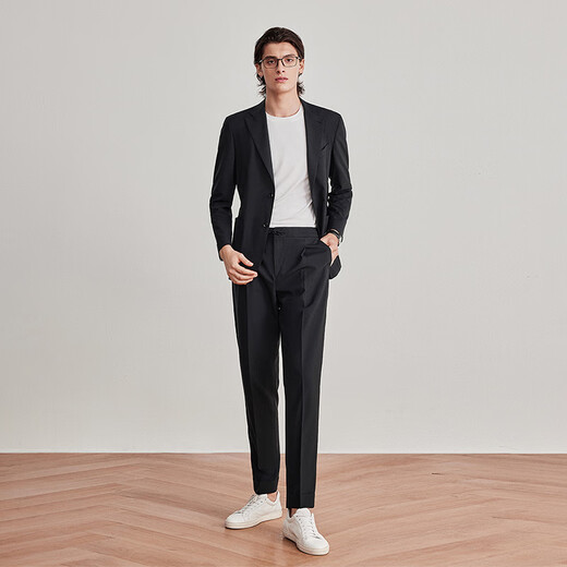 By Creations Machine washable easy-care suit suit men's business casual professional commuting formal groom wedding suit black 44 (165/84A)