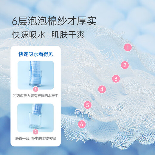Zichu baby face towel, saliva towel, baby bubble cotton gauze square towel, 6 pack, 30*30cm