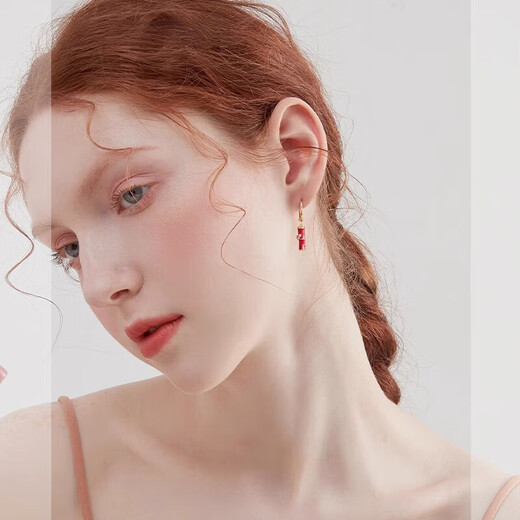 Boucles d'oreilles en bambou rouge du Nouvel An rouge Yonghongwang
