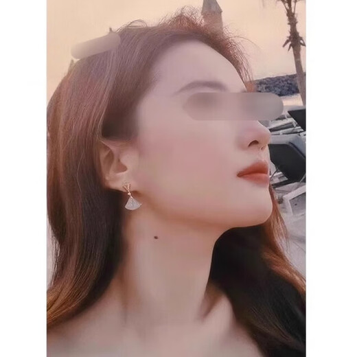 DL 1998 Fat Donglai same style earrings 18k gold 18K gold earrings for women rose gold white mother-of-pearl skirt temperament fan-shaped earrings rose rose gold carnelian - small size