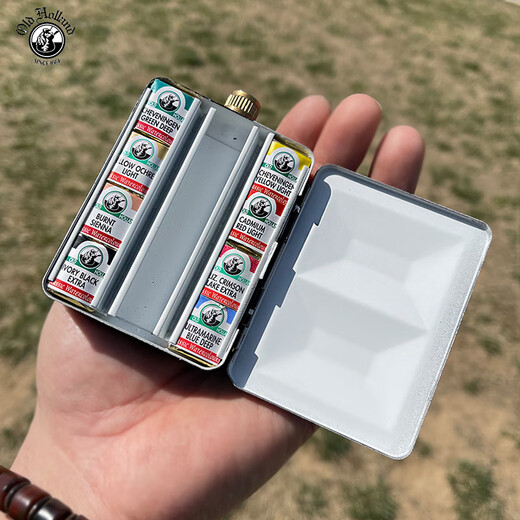 进口老荷兰固体大师级水彩颜料重搪瓷黑色金色红色搪瓷盒40色巨盒 15052:16色固体金色搪瓷盒套装 单盒