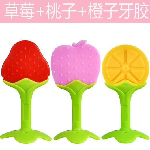 Qingsiyi baby tooth fixing device baby anti-eating hand bite toy deer fruit chew silicone chewable water strawberry+orange+apple