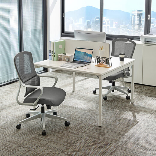 Lin's Home Simple Office Computer Desk Desktop Double Office Workbench Lin's Wood Industry LH880 [Warm White] Two-person Staff Table