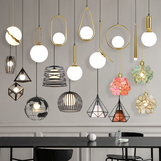 Weihuo Light Luxury Restaurant Chandelier Three Heads Nordic Modern Simple Single Bedside Aisle Entrance Dining Table Bar Table Internet Red Chandelier 3 Heads Disc Bubble Style Black/White/Gray Cover Warm Light