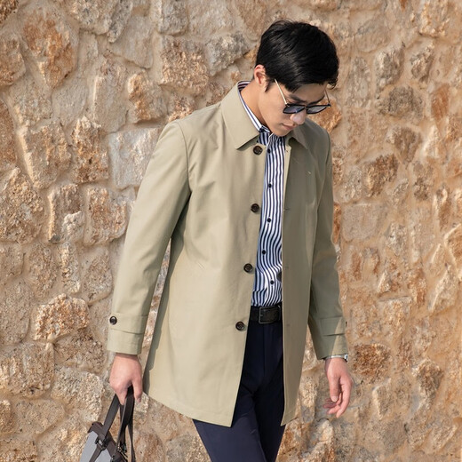 YOUNGOR windbreaker men's lapel single windbreaker nylon durable, comfortable and breathable men's top jacket GYDF424995YQA Khaki S 165/88A