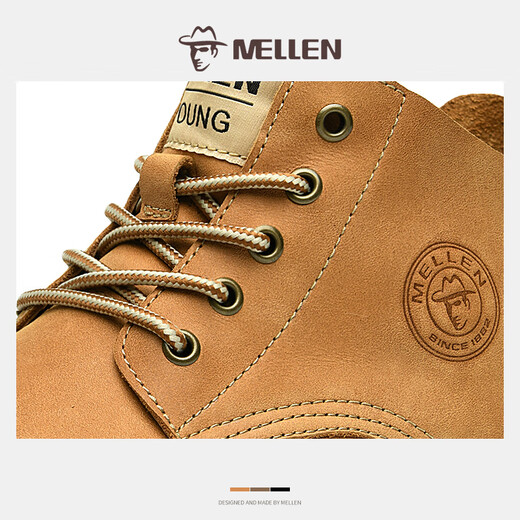 Minglang Mellen Boots para hombres Nuevas marcas Light Luxury Luxury British No Slip Yellow Boots Outdoor Casual High-Top Men's Trabajo de suela gruesa Martin Brown Brown 42