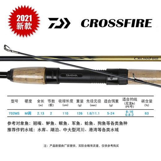 DAIWA 21 new CROSSFIRE CFF Lure Rod, universal long-range carbon fishing rod 2.13 meters 702MS straight handle middle adjustment