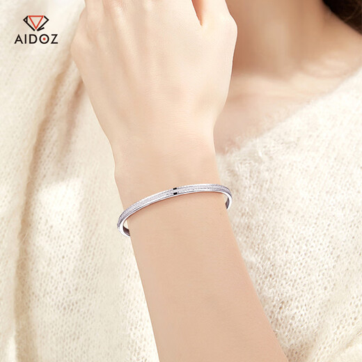 Aido Diamond pt950 platinum bracelet for women, platinum concubine bracelet, oval semi-solid bracelet, gift for wife, inner diameter 60mm, weight 13.54 grams, about 4.0mm thick + double sand