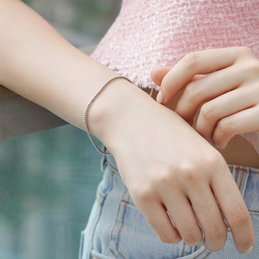 Chow Sang Sang Pt950 platinum bracelet round beads 92456B priced 19cm - 2.67g (including labor cost 300 yuan)