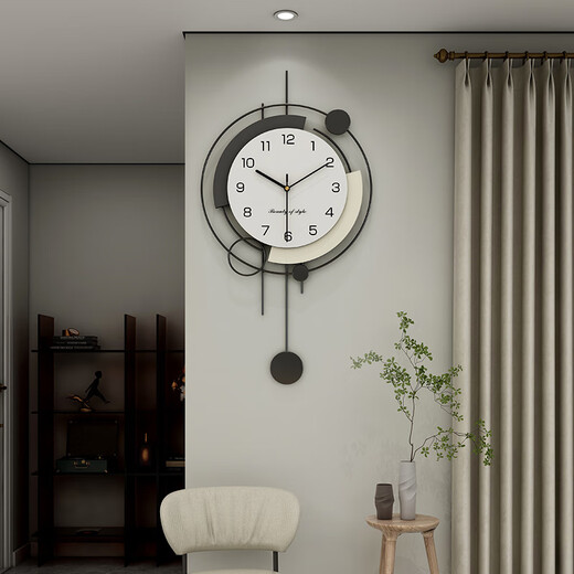 Uhr und Wohnzimmer 2024 Neues leichter Luxusstil moderner und atmosphärischer Wohnzimmereingang High-End-Wand-Uhr mit Glasabdeckung, übergroßes Modell kann 87 cm43 cm 32 cm über 20 Zoll schwingen