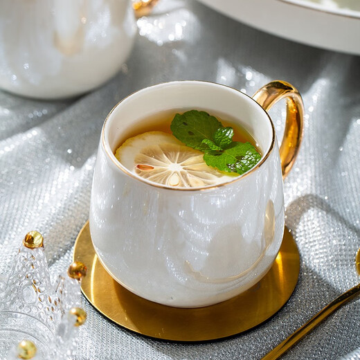 Huangtong Jingdezhen High Temperature Resistant Ceramic Water Set Luxury Phnom Penh Nordic Style Living Room Teapot Teacup Gift Afternoon Tea Aegean Sea Pearl White High-end Water Set