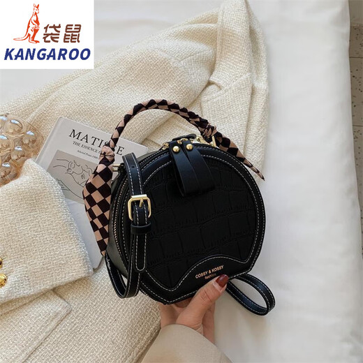 袋鼠（KANGAROO）小圆包质感小包包女2024春秋季新款时尚小众斜挎包洋气手提包潮 米白色