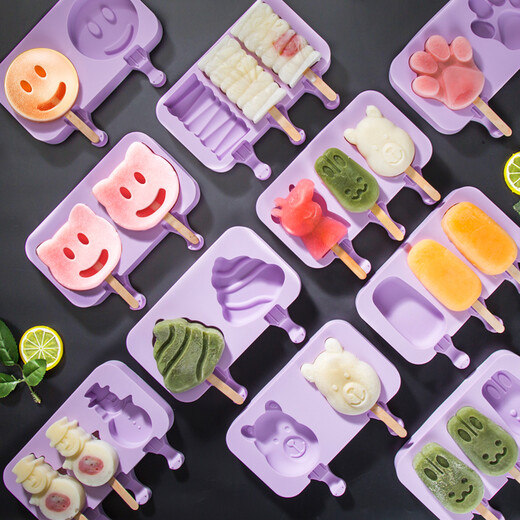 GIANXI ice cream ice cream mold homemade silicone to make creative cartoon ice cube popsicle popsicle ice sorbet grinding tool ice cream silicone mold (love + snowman + oval + bear paw + rabbit)