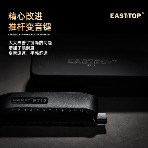东方鼎（EAST TOP）半音阶口琴ET12 经典黑 专业演奏初学练习通用款 拆卸便捷