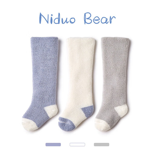 Nido Bear children's socks autumn and winter baby mid-length thickened warm plus velvet knee socks baby stockings winter knee socks