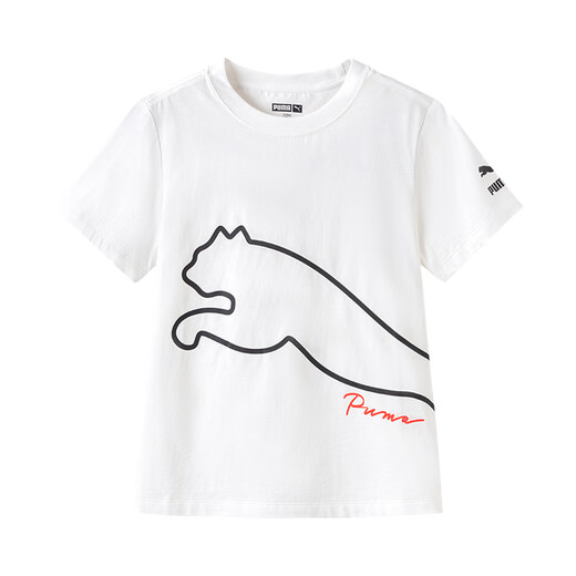 PUMA New children's summer round neck printed short-sleeved T-shirt 353224117204 White 10101 110 cm