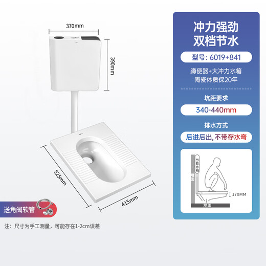 DongPeng (DongPeng) Squat Toilet Toilet Chauffeur d'eau Squat Bouton Double Bouton Économie Grande Impulsion PP Durable Sound Light Tank Flush Tank W6019 + 841 Réservoir d'eau [pas de courbe d'eau]