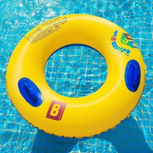HengTravler Schwimmring für Erwachsene und Kinder, Outdoor-Wasserspielzeug, schwimmendes Eltern-Kind-verdicktes PVC, aufblasbar, ABC-gelber Schwimmring 100# für Erwachsene (geeignet für dicke Menschen), mit Griff, größer und dicker
