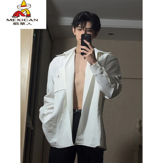 Espantapájaros White White Nápoles Camisa Summer Homapo Hermoso traje de alta gama