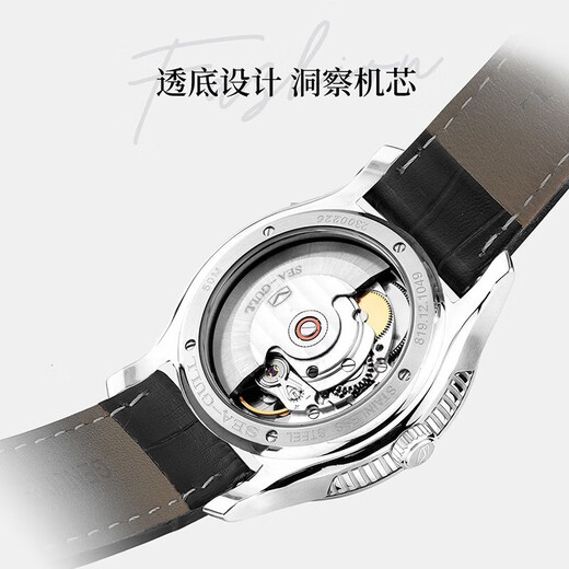 Seagull Watch Herren Automatische mechanische Uhr Klassiker klassisches Drei-Pin-Kalender-Display Business Style National Watch Vatertagsgeschenk 819.12.1049 (Belt)