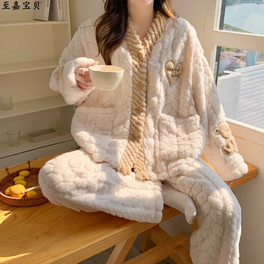 月子服冬季12月份产后加厚加绒珊瑚绒大码孕妇睡衣可调节哺乳出院 MY-9923 绿色口袋蝴蝶结 [ 哺乳 XL(建议130-150斤)