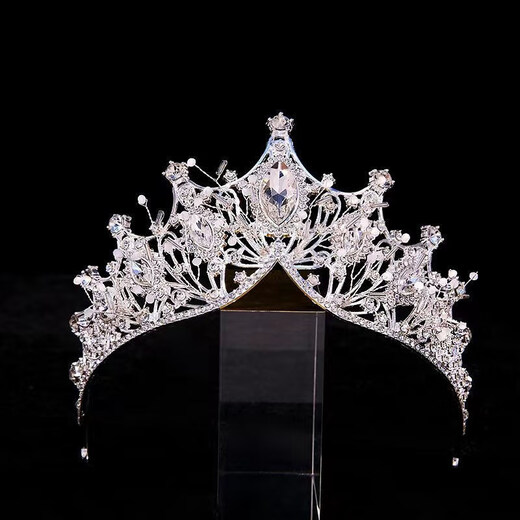 Vicary Crown Tiara Bride Wedding Dress Accessories Crystal Princess Crown Wedding Hair Accessory Ceremony Adult Ceremony Birthday Crown Silver