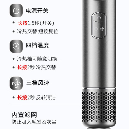 Dong Nailun hair dryer household hair dryer negative ion high-speed high-speed hair dryer leafless high wind quick-drying barrel low noise portable 520 Valentine's Day gift for boyfriend and girlfriend hair salon household extension cord 3.5 meters silver white