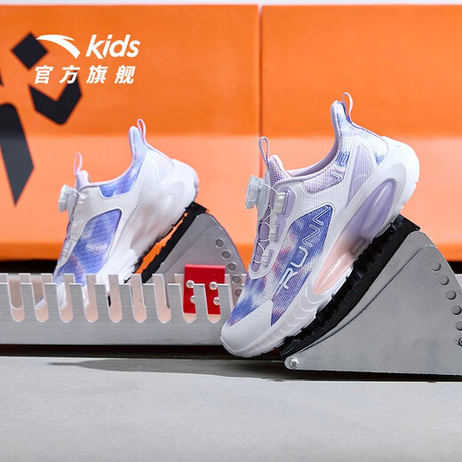 Anta children's sports shoes for girls' big children's shoes new style medium and large children's knob button stubborn torpedo running shoes for girls' shoes [comfortable and secret net-women] purple/white/pink-2 size 37