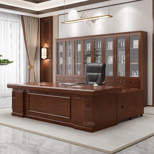 Cosenger solid wood boss desk office desk new Chinese style high-end simple boss desk office chairman president desk and chair combination single table without side cabinet 1.8 meters