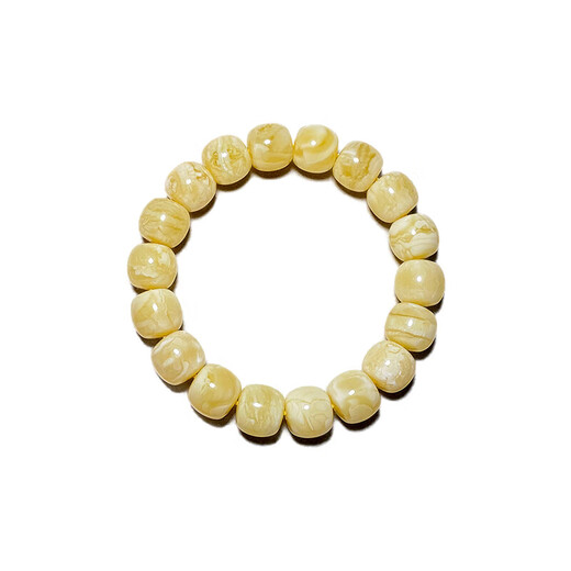 An Feng Russian material beeswax bracelet full of honey white flower wax amber handmade old-style barrel beads single circle toy men and women bracelet chain beeswax old-style bracelet 7mm with certificate