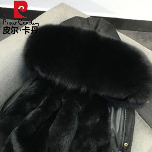 Pier Cardin Parker Coat Men's Fur Coat Rabbit Fox Fur Inner Bottom Fur Inner Bottom Fur Plus Fur Winter Grey Inner Bottom (Medium-length) XL Recommended 120-135Jin [Jin equals 0.5 kg]