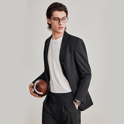 By Creations Machine washable easy-care suit suit men's business casual professional commuting formal groom wedding suit black 44 (165/84A)