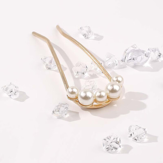 Goody U-shaped hairpin artifact beaded hairpin ball head hairpin bun hair extensions for women fashionable simple metal hair accessories 5 pearls