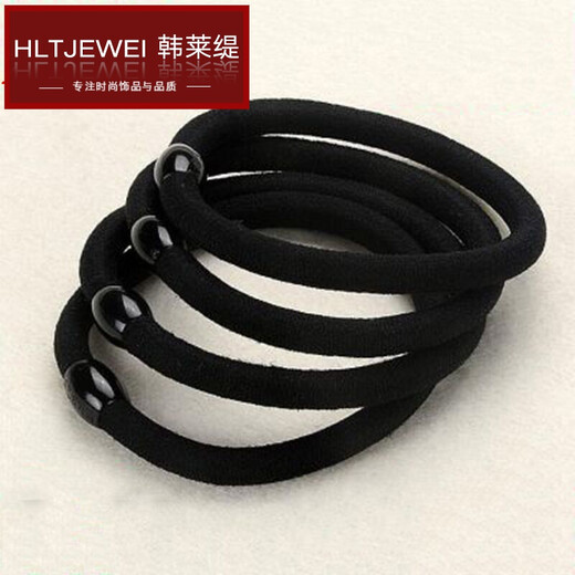Han Laiti (HLT) Japanese and Korean black hair rope, black rubber band, rubber band, hair rope, hair tie, seamless headband, hair band, headband, women's leather case, 10 pieces, extra thick black, 7MM buckle DBZ