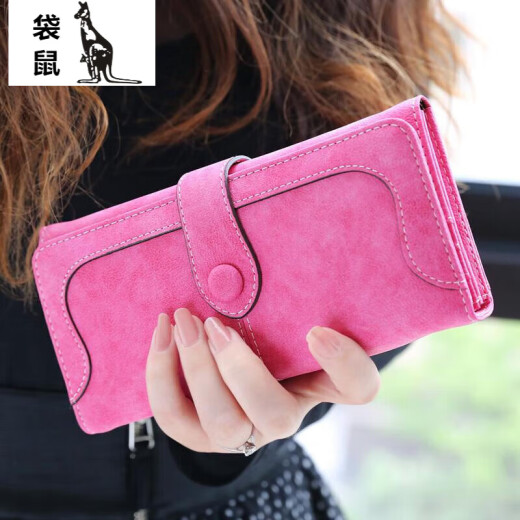 Kangaroo Light Luxury Style New Fashion Frossed Frossed Women's Long Large Capacidad Versión coreana para mujeres Corea versátil Billet de billetera Azul