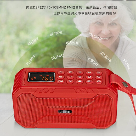Xiaobawang D100 Bluetooth speaker mini subwoofer with radio outdoor portable card U disk square dance small audio player for the elderly black without card