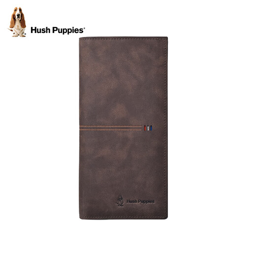 暇步士（Hush Puppies）钱包设计感男士头层牛皮钱夹复古商务多功能票夹长款生日礼物