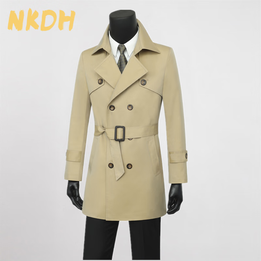 NKDH luxury brand reflective windbreaker men's spring and autumn new slim fit handsome fashionable mid-length jacket Black XL 180/92A: