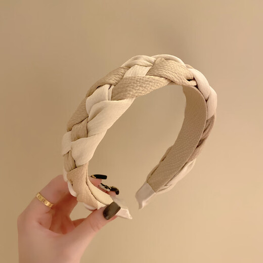 Oxygen color two-color braided headband for women high skull autumn and winter hairpin female versatile internet celebrity 2025 new headband black and white