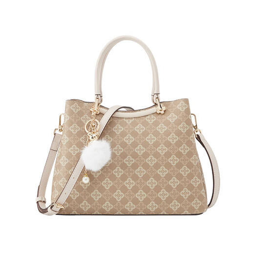
Yierkang birthday gift large capacity tote bag contrasting color mother bag retro ladies handbag S2W28095-967 apricot color
