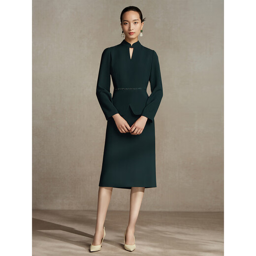 
Pink blue wardrobe fashion commuting temperament fake skirt autumn and winter new style numb suit dress 535L687 turquoise green S