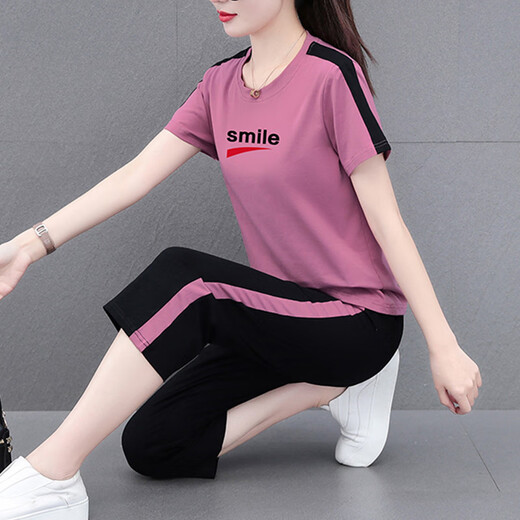 NY-EMMA Sports Suit pour femmes à manches courtes à manches d'été à la mode à la mode et à l'âge moyen de l'âge moyen de course décontractée et à la mode