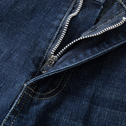 LIMENG jeans men's straight-leg loose stretch large size casual jeans trendy for all seasons blue gray (plus velvet) 32