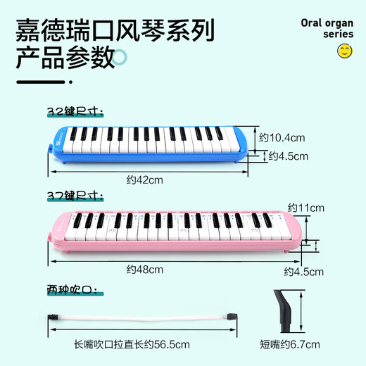 杉贝口风琴37键32键小学生专用初中生小学中学吹管成人儿童 黑-软包】2套吹管组 37键