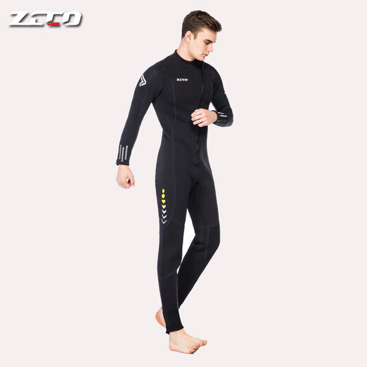 ZCCO's new 3mm wetsuit for men, one-piece warm surfing wetsuit, women's long-sleeved cold-proof snorkeling winter swimsuit, men's blue and black 4XL
